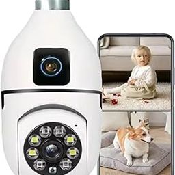 2-in-1 Dual Lens Dual Screen Bulb WiFi Wireless 4MP HD Live View, Bullet+PTZ Control, Two Way Talk, Color Night Vision, AI Human Detection Maximum Support 128gb SD Card-image-2