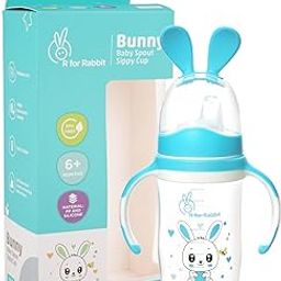 R for Rabbit Bunny Baby Spout Sippy Cup 240 ML Bottle, Soft Silicon PP Spout Sipper for Kids Age of 6 + Months - Blue-25
