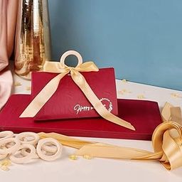 SATYAM KRAFT 10 Pcs Decorative Folding Paper Boxes with Red Ribbon & Wooden Ring – Gift Packaging for Wedding, Birthday, Festivals, Return Gifts & Hampers (Maroon)-image-15