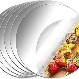 worison 6 Piece Acrylic Round Mirror Finish Wall Sticker Set – Self Adhesive, Lightweight Decorative Mirrors for Home Interior Design, Living Room, Bedroom, Office, Art Décor (Silver, 8 Inch)-picture-20