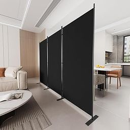 C-Hopetree 3 Panels Room Divider, 6 Ft Tall Indoor Folding Privacy Screen, Portable Partition Separator, Freestanding Separation Temporary Wall for Office, Bedroom, 102" W X 71" H, Black-image-10