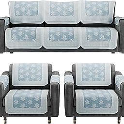 Kuber Industries Net Cotton Sofa Covers 5 Seater with Arms | Sofa Protector Cover for Living Room | Sofa Cloth Cover for Home Decor & Office | Soft Sofa Slipcovers | Hilton 148004 - Aqua Blue-image-10