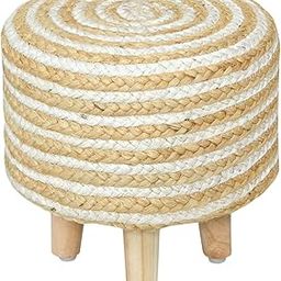 VEVARA HOMES Ottoman Storage Stool Cover with Natural Jute Round Footrest Poufs Multifunctional Storage Box Side Table Coffee Table for Home Décor, 13X13X12 Inch-image-41