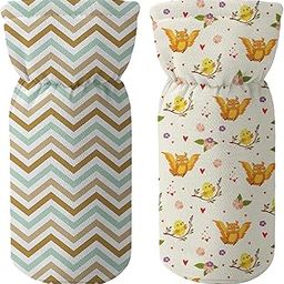 Novo Baby Cotton Soft Plush Baby Bottle Feeding Cover Tote Modern Bag Carrier Bag Bottle Cover with Strap Pack of 2 (Sleepy)-picture-7