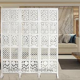 THEHEARTWILL® Wooden Partition for Living Room/Partition Wall Divider for Living Room/Room Partitions and Dividers/Wooden Partition for Pooja Room,Bedroom,Kitchen. (White (3 Panels + Stands))-image-8