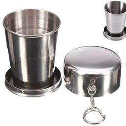 Attachh Stainless Steel Portable Folding Glass Stainless Steel Travel Camping Water Mug Cup Glass, 120 Ml Pack of 2-picture-20