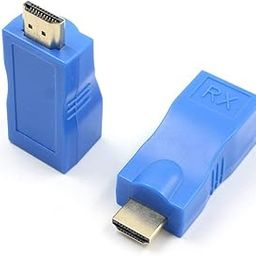 HDMI Extender 30m to RJ45 LAN Ethernet Port 4k HDMI Network Transmitter (TX, Input) Receiver (RX, Output) Adapter Dongle Converter Over Cat5e Cat6 Cable for HDTV 1080P-Blue-45
