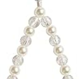 Pearl and Crystal Beaded Phone Charm, Alternating Pattern, White and Clear-image-94