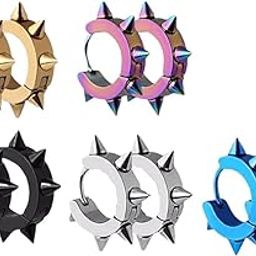 Combo Hoop Earrings for Men Admirable Stainless Steel Spike Hoop Earrings for Men and Boys. (MULTICOLOUR)-image-73