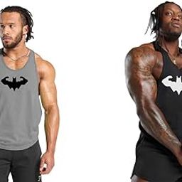Gym Vest Workout Tank Top Set, 2 Pack, Men's Fitness Muscle Shirts Multicolour S M L XL XXL XXXL blackredgrey001Q001-image-88