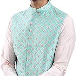 Men's - Nehru Jacket, Thread Work Silk Blend Nehru Jacket, Traditional Indian Festive & Ethnic Wear-13