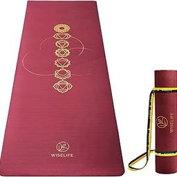 Wiselife tpe 7 chakra Printed 6MM Yoga Mat + Yoga Strap For Men, Women, Kids|Anti-Slip Extra thick, long & Wide Exercise Sports Mat For Workout, Fitness, Yoga, Gym, Home & Pilates (Wine Chakra)-31