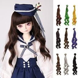 HEAVENGLOW 25x100cm BJD Doll DIY Wig Lovely Long Curly Hair DIY Wigs Hair Dark Purple-image-3