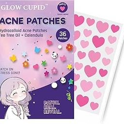 GLOW CUPID Hydrocolloid Acne Patches with Tea Tree Oil & Calendula | 36 Patches | Fast Healing | Absorbs Pus & Oil | Blemish Spot Treatment | Invisible, Waterproof & Skin-Friendly Pimple Patches (Pink Heart Shape - 36 Patches)-56