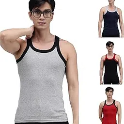 amul comfy Men's Pure Cotton Multi Color Gym Vest Pack of 4(Assorted Colour May Vary)-picture-26