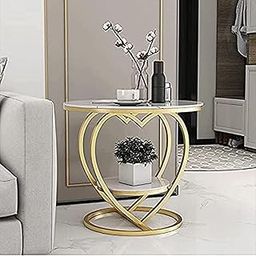 TRUST ROX Modern Nesting Coffee Table with Engineered Wood Top for Living Room, Heart Shaped Corner End Table, Simple Design Bedside Table (White Gold)-image-7