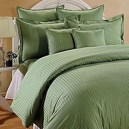 Trance Home Linen Zippered 100% Cotton 200TC Satin Stripe King Size Duvet Cover Quilt Cover Blanket Cover Razai Comforter Cover with 2 Pillow Covers (102 x 110 inch, Moss Green)-image-59