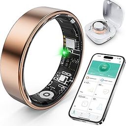 SARUNN ER Smart Ring with Sleep Monitoring, Step Counting, Heart Rate, Blood Oxygen, Blood Pressure for iPhone and Android, No Subscription Fee, IP68 Waterproof Health Tracker (Rose Gold, 11)-image-12