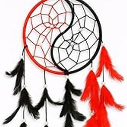 Decaarday RED and Black Dream Catcher – 11 Inch Multicolor Handmade Dreamcatcher Wall Hanging with Feathers & Beads – Boho Decor for Bedroom, Kids Room, Car & Gift-image-80