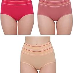 Women's Cotton Tummy Control Panty (Pack of 3) (Cotton High Waist Panty_Beige, Peach, Pink, Free Size)-image-10