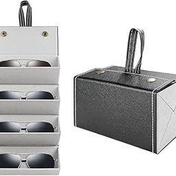 Sunglasses Organizer Box/Leather Foldable Travel Eyeglasses Storage Case/Hanging Eyewear Holder Box Display for Women (4 Slots Sunglasses Organizer Box, Black)-50