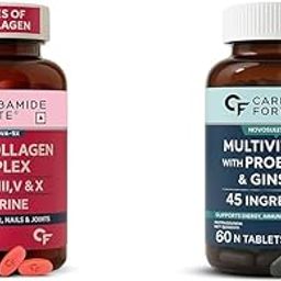Carbamide Forte Multi Collagen Supplements With 5 Types of Collagen & Multivitamin Tablet With Ginseng For Energy & Better Digestion | 90 + 60 Tablets-image-3