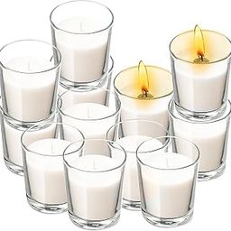 Pure Source India Glass Votive Candles, Pack of 12, Scented (Jasmine White)-image-39