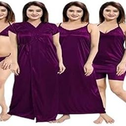 Women Nighty Set Pack of 6 Size WomenGirls(Free,M,L,XL) (M, Majanta Purple)-image-36
