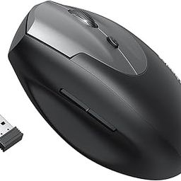amazon basics Ergonomic Mouse, Vertical Mouse 6 Buttons Adjustable Upto 1600 DPI with USB Computer Mouse, 2.4G Optical Wireless Mouse for Laptop/Mac/PC-18