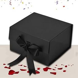 Black Foldable Rakhi Gift Box Empty Gift Box with Satin Ribbon, Multipurpose Hamper Box Holds upto 5 kg Reuse Gift Boxes Box for Gift Packing (Small 18 x 17 x 9 cm, Black Matte Finish 1Pcs)-image-20