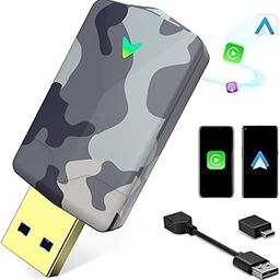 Mini Carplay and Android Auto Wireless Adapter with Fast Stable WiFi Bluetooth Connection, Wired to Wireless, Compatible with iOS10+/Android 11+ & Cars from 2016 Green-46