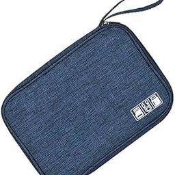 Fashion Single Layer Electronic Gadget Organizer Waterproof Carrying Pouch Travel Digital Accessories Storage Bag for Portable Charger, Cables, Earphone, Cord, SD Card 25 x 19 x 2 cm (Blue)-image-3