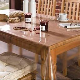 CASA-NEST PVC Transparent Waterproof Clear Table Cover 2-4 Seater -Without Border Or Lace-40X60 (Width X Length Inches(Imported Quality) Rectangular Plain001-22