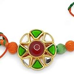 22K Gold Plated Kundan Rakhi for Bhabhi – Handcrafted Designer Rakhi Gift for Her | Traditional Ethnic Raksha Bandhan Bracelet-7