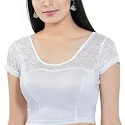 vamas Women's Shimmer Non-Padded Stretchable Short Sleeve Saree Blouse (A-23.N)-picture-4