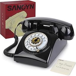 Sangyn Rotary Dial Telephones 1960'S Classic Old Style Retro Landline Desk Telephone, Black-19