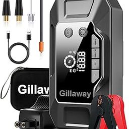 Q11 5000A Jump Starter Tire Inflator, Portable Car Jump Starter with Air Compressor Combo, 150PSI Car Battery Jump Starter (10L Gas/8.0L Diesel), 12V Jump Box Car Battery Jumper Starter - HIVAGI-11