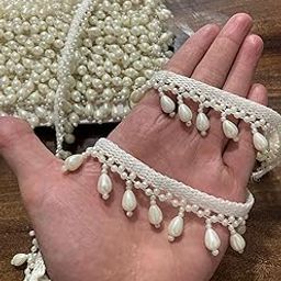 DIVARA - Cream payal lace with Beautiful Beads Design. Used in Saree Suit Lehenga Blouse Choli chunni and Many More Sewing Purposes. length-4meter, Width-30mm-image-39