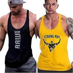 Men's Gym Vest - Sleeveless Shirt for Casual Wear, Gym, and Sports - Breathable and Comfortable, Lightweight, Easy Care | Colour: Black Yellow | Material : Polyester | Size L | Pack of 1-399-image-73