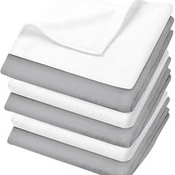 U & U UNIQUE UTILITIES Microfiber Face Towels (30 x 30 cm) | Hand Towel Set | Gym Towels for Men & Women | Super Soft & Ultra Absorbent | Quick Drying Washcloths (Grey & White) – 400 GSM (Pack of 6)-image-16