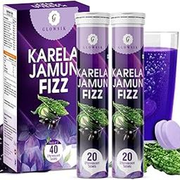 Glowsik Ayurvedic Karela Jamun Tablets 40 Effervescent Tablets Herbal Diabetes Management for Blood Sugar Control | Promotes Healthy Glucose Levels and Digestive Health Ayurvedic Effervescent Drink-image-29