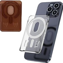Magnetic Card Holder Case, Frosted Back Access, Strong Magnet Feature, Compatible with iPhone iOS & Smart Mobiles (Brown)-image-95