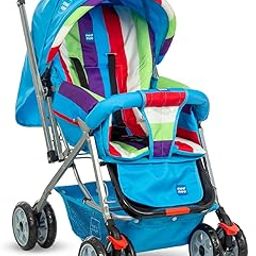 Mee Mee Mother's Lap Baby Stroller/Pram for 0 to 3 Years, New Born/Kids, 5 Point Safety Harness, Adjustable backrest, 360 Swivel Wheel, Large Storage Basket, Reversible Handlebar Net (Multicolor)-11