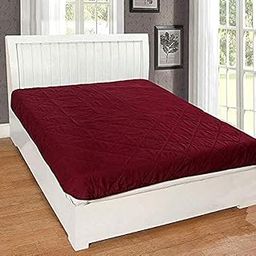 Rajasthan Crafts Microfiber Double Bed Waterproof and Dust Proof Mattress Protector (Maroon, 72x72 inches) (TC-MP001-7272-C)-image-77