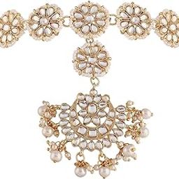 Gold Plated Traditional Floral Kundan Pearl Studded Rajasthani Sheeshphool/SheeshPatti for Women (T2066W)-image-71