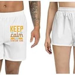Unisex Regular fit 'Swimming | Keep Calm and Swim ON' Polyester Shorts [Size S/28In to XL/40In]-image-82