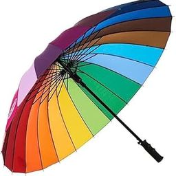 Rainbow Umbrella for Rain and Sun 24 Ribs Strong Windproof Stick Umbrella | Large Colorful Canopy for Men & Women-10