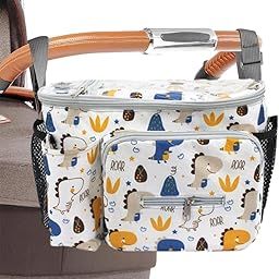 SNOWIE SOFT� Baby Stroller Organizer Bag Attachable Large Organizer Pouch with Phone Pocket Lightweight Milk Bottle Holder Water Bottle Holder Snack Bag Stylish Print Organizer Bag for Stroller-image-7