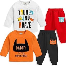 Baby Boy Regular Fit Cotton T-Shirts and Pyjamas Set-image-89