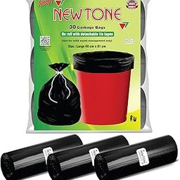 Newtone Premium Garbage Bags Large Size 24x32 Inches|45 Bags (Pack of 3 Rolls with 15 Bags Each) for Dustbin Bag/Trash Bag - Pouch Packing (Black)-22